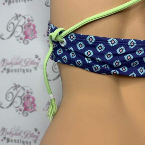 Roxy bikini top paisley print adjustable tassle bead straps corset lace up boho - Picture 4 of 12